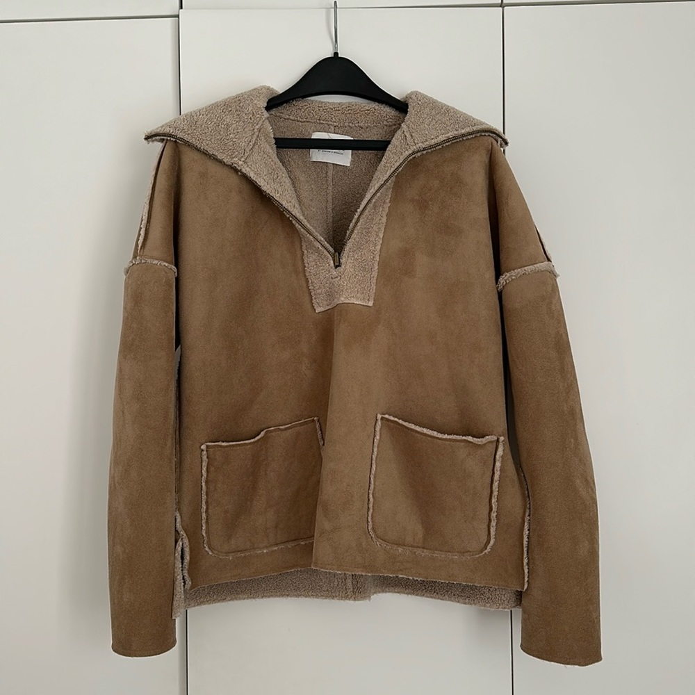 Faux Suede & Shearling Reversible Half-Zip